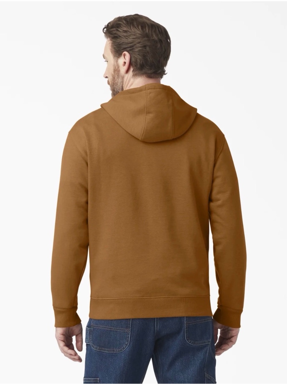 Dickies Men’s Large Pullover Fleece Hoodie Brown Duck DWR Workwear - Picture 4 of 16